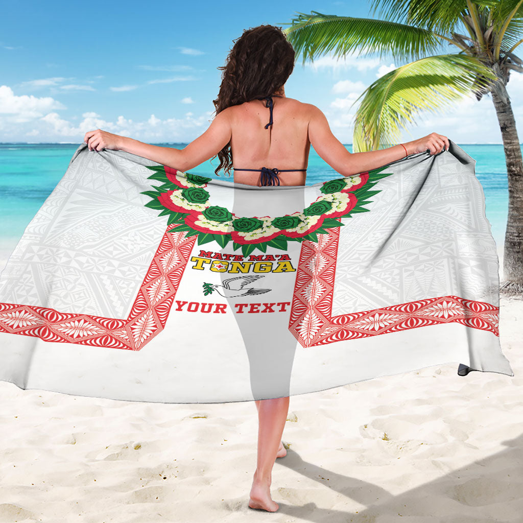 Mate Ma'a Tonga Rugby Custom Sarong Tongan Kahoa Lei Ngatu Pattern White LT14 - Polynesian Pride