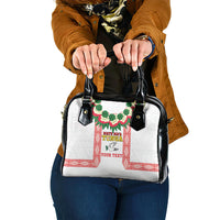 Mate Ma'a Tonga Rugby Custom Shoulder Handbag Tongan Kahoa Lei Ngatu Pattern White LT14 One Size White - Polynesian Pride