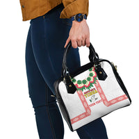 Mate Ma'a Tonga Rugby Custom Shoulder Handbag Tongan Kahoa Lei Ngatu Pattern White LT14 - Polynesian Pride