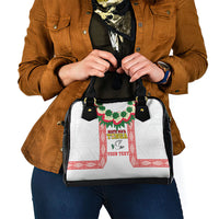 Mate Ma'a Tonga Rugby Custom Shoulder Handbag Tongan Kahoa Lei Ngatu Pattern White LT14 - Polynesian Pride