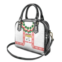 Mate Ma'a Tonga Rugby Custom Shoulder Handbag Tongan Kahoa Lei Ngatu Pattern White LT14 - Polynesian Pride