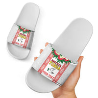 Mate Ma'a Tonga Rugby Custom Slide Sandals Tongan Kahoa Lei Ngatu Pattern White LT14 - Polynesian Pride