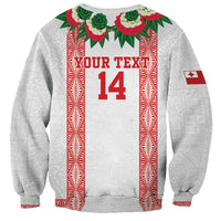 Mate Ma'a Tonga Rugby Custom Sweatshirt Tongan Kahoa Lei Ngatu Pattern White LT14 - Polynesian Pride