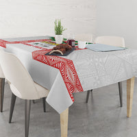 Mate Ma'a Tonga Rugby Custom Tablecloth Tongan Kahoa Lei Ngatu Pattern White LT14 - Polynesian Pride