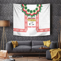 Mate Ma'a Tonga Rugby Custom Tapestry Tongan Kahoa Lei Ngatu Pattern White LT14 White - Polynesian Pride