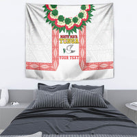 Mate Ma'a Tonga Rugby Custom Tapestry Tongan Kahoa Lei Ngatu Pattern White LT14 - Polynesian Pride