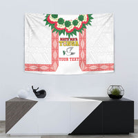 Mate Ma'a Tonga Rugby Custom Tapestry Tongan Kahoa Lei Ngatu Pattern White LT14 - Polynesian Pride