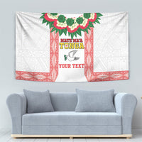 Mate Ma'a Tonga Rugby Custom Tapestry Tongan Kahoa Lei Ngatu Pattern White LT14 - Polynesian Pride