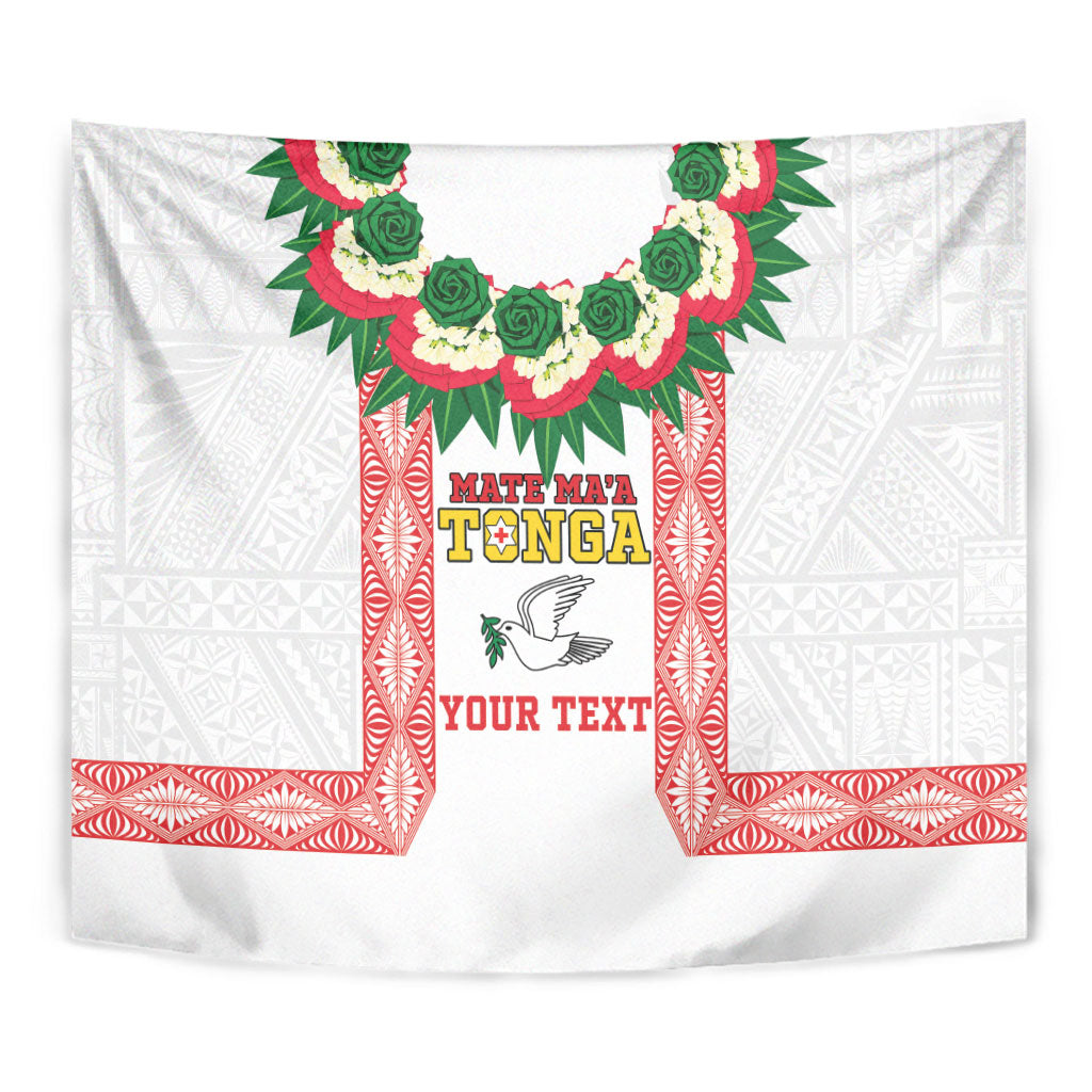 Mate Ma'a Tonga Rugby Custom Tapestry Tongan Kahoa Lei Ngatu Pattern White LT14 - Polynesian Pride
