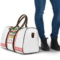 Mate Ma'a Tonga Rugby Custom Travel Bag Tongan Kahoa Lei Ngatu Pattern White LT14 - Polynesian Pride