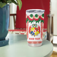 Mate Ma'a Tonga Rugby Custom Tumbler Cup Tongan Kahoa Lei Ngatu Pattern White LT14 - Polynesian Pride