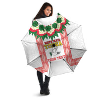 Mate Ma'a Tonga Rugby Custom Umbrella Tongan Kahoa Lei Ngatu Pattern White LT14 - Polynesian Pride