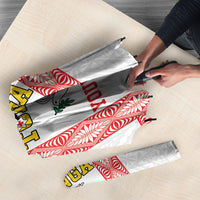 Mate Ma'a Tonga Rugby Custom Umbrella Tongan Kahoa Lei Ngatu Pattern White LT14 - Polynesian Pride