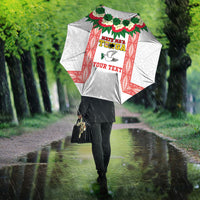 Mate Ma'a Tonga Rugby Custom Umbrella Tongan Kahoa Lei Ngatu Pattern White LT14 - Polynesian Pride