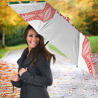 Mate Ma'a Tonga Rugby Custom Umbrella Tongan Kahoa Lei Ngatu Pattern White LT14 - Polynesian Pride