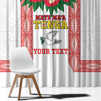 Mate Ma'a Tonga Rugby Custom Window Curtain Tongan Kahoa Lei Ngatu Pattern White LT14 - Polynesian Pride
