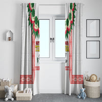 Mate Ma'a Tonga Rugby Custom Window Curtain Tongan Kahoa Lei Ngatu Pattern White LT14 - Polynesian Pride