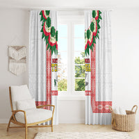 Mate Ma'a Tonga Rugby Custom Window Curtain Tongan Kahoa Lei Ngatu Pattern White LT14 - Polynesian Pride