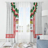 Mate Ma'a Tonga Rugby Custom Window Curtain Tongan Kahoa Lei Ngatu Pattern White LT14 - Polynesian Pride