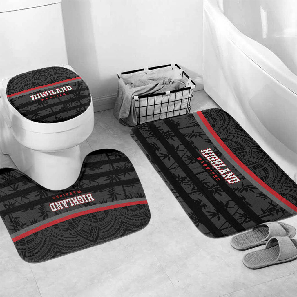 Fiji Naitasiri Rugby Bathroom Set Go Highland Warriors LT14 Mat Set Only (3 pcs) One Size Black - Polynesian Pride