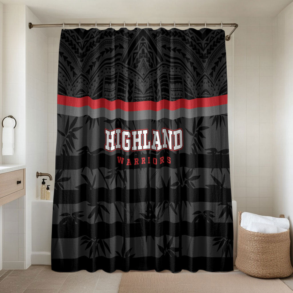 Fiji Naitasiri Rugby Bathroom Set Go Highland Warriors LT14 Shower Curtain Only Black - Polynesian Pride
