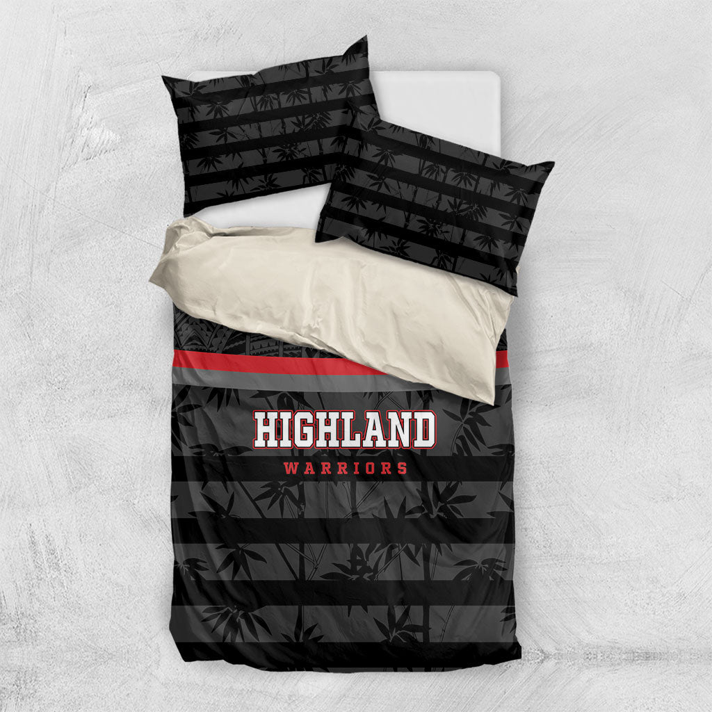 Fiji Naitasiri Rugby Bedding Set Go Highland Warriors LT14 US Twin 172cm x 218cm Black - Polynesian Pride