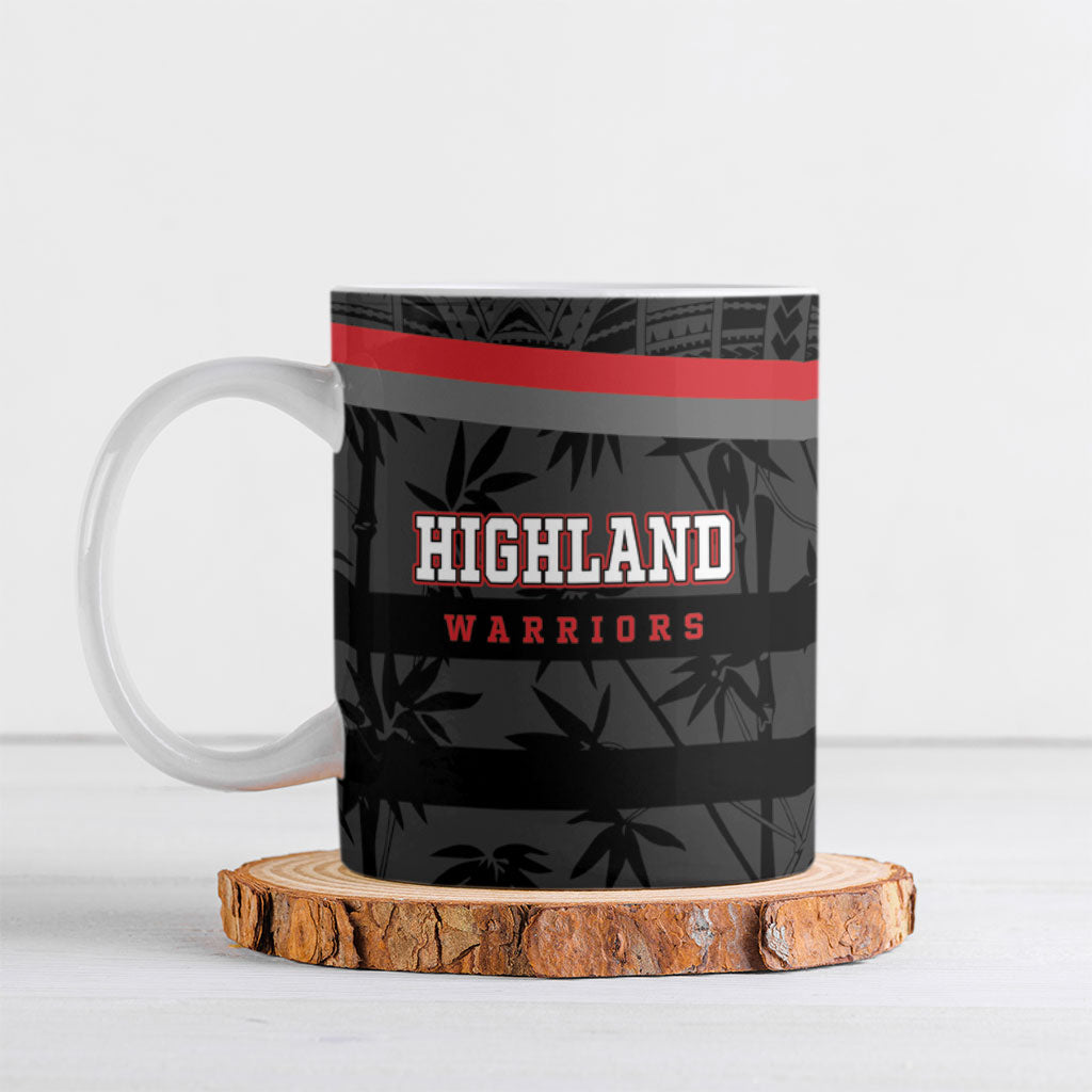 Fiji Naitasiri Rugby Custom Ceramic Mug Go Highland Warriors LT14 Black - Polynesian Pride