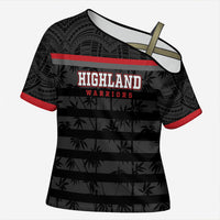 Fiji Naitasiri Rugby Custom Cross Shoulder Shirt Go Highland Warriors LT14 Female Black - Polynesian Pride