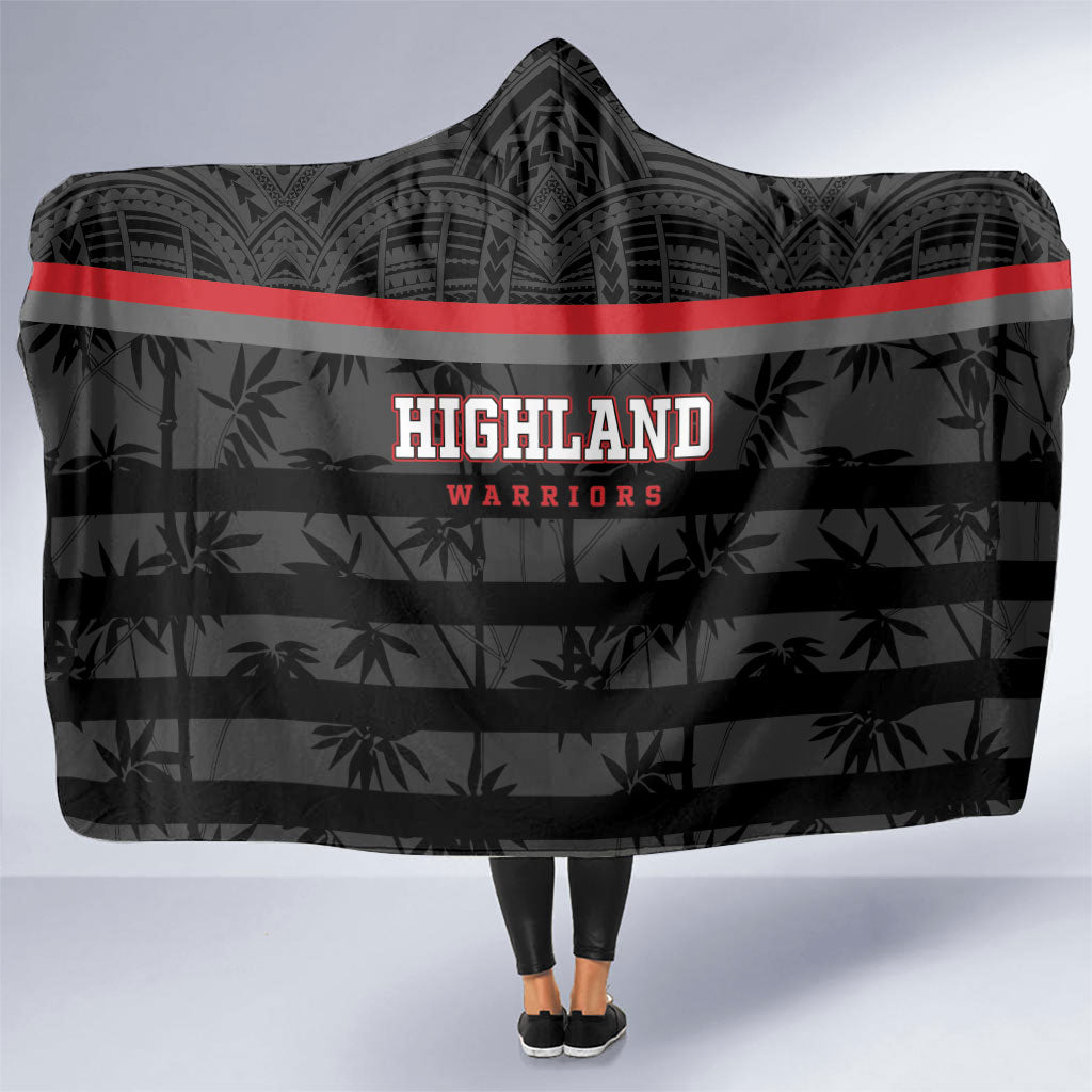 Fiji Naitasiri Rugby Hooded Blanket Go Highland Warriors LT14 One Size Black - Polynesian Pride