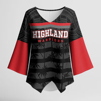 Fiji Naitasiri Rugby Custom Kimono Sleeve Blouse Go Highland Warriors LT14 Female Black - Polynesian Pride