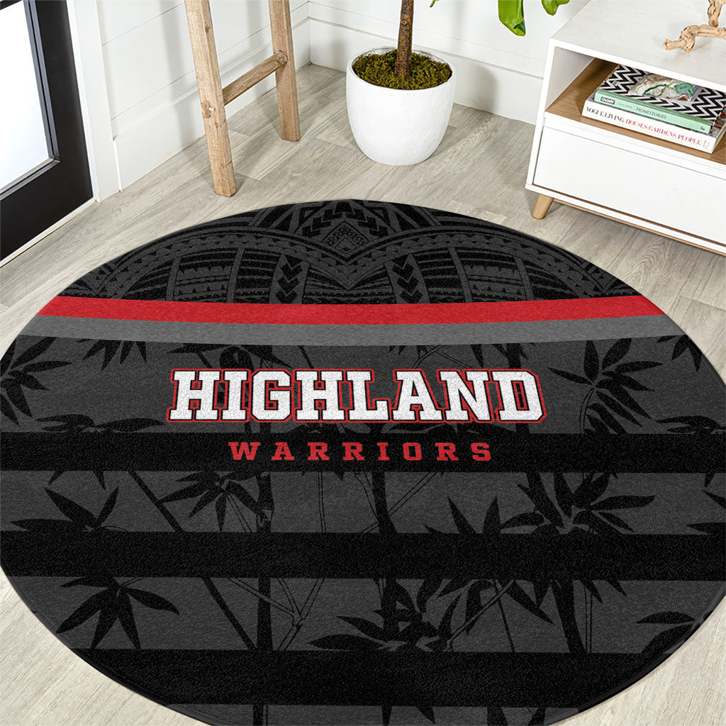 Fiji Naitasiri Rugby Round Carpet Go Highland Warriors LT14 Black - Polynesian Pride
