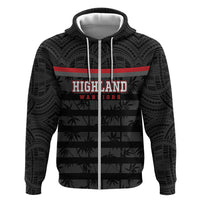Fiji Naitasiri Rugby Custom Zip Hoodie Go Highland Warriors LT14 Zip Hoodie Black - Polynesian Pride