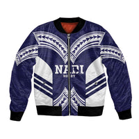 Fiji Nadi Rugby Custom Bomber Jacket Kikau O Nadi Ko LT14 Unisex Blue - Polynesian Pride