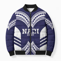 Fiji Nadi Rugby Custom Bomber Puffer Jacket Kikau O Nadi Ko LT14 Unisex Blue - Polynesian Pride