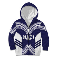 Fiji Nadi Rugby Custom Kid Hoodie Kikau O Nadi Ko LT14 Zip Hoodie Blue - Polynesian Pride