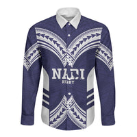 Fiji Nadi Rugby Custom Long Sleeve Button Shirt Kikau O Nadi Ko LT14 Unisex Blue - Polynesian Pride