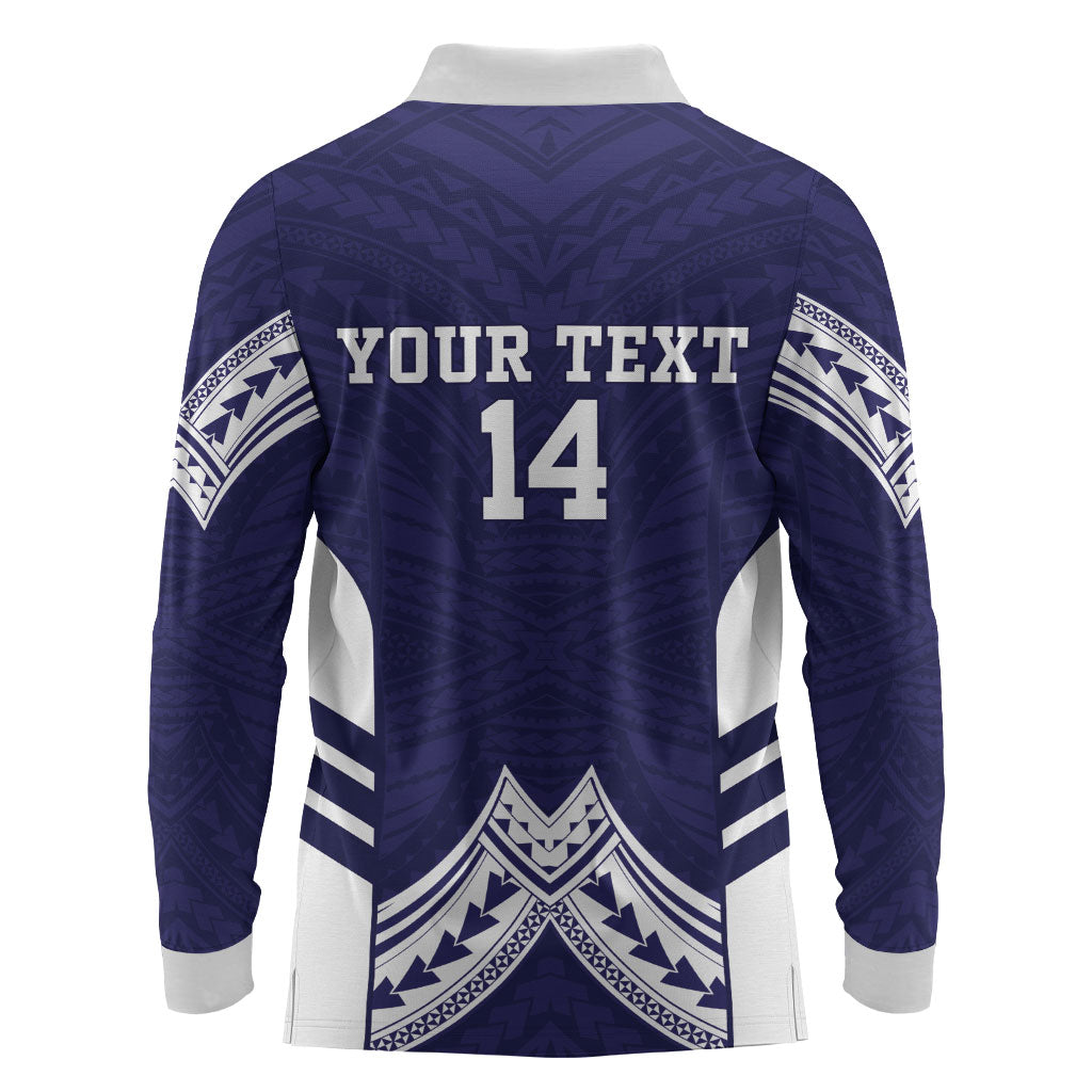 Fiji Nadi Rugby Custom Long Sleeve Polo Shirt Kikau O Nadi Ko LT14 - Polynesian Pride