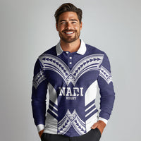 Fiji Nadi Rugby Custom Long Sleeve Polo Shirt Kikau O Nadi Ko LT14 - Polynesian Pride
