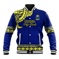 Personalised Fiji Natabua High School Baseball Jacket Fijian Tapa Pattern LT14 Unisex Blue - Polynesian Pride