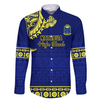 Personalised Fiji Natabua High School Family Matching Mermaid Dress and Hawaiian Shirt Fijian Tapa Pattern LT14 Dad's Shirt - Long Sleeve Blue - Polynesian Pride