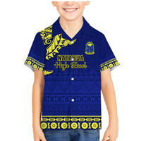 Personalised Fiji Natabua High School Family Matching Mermaid Dress and Hawaiian Shirt Fijian Tapa Pattern LT14 Son's Shirt Blue - Polynesian Pride