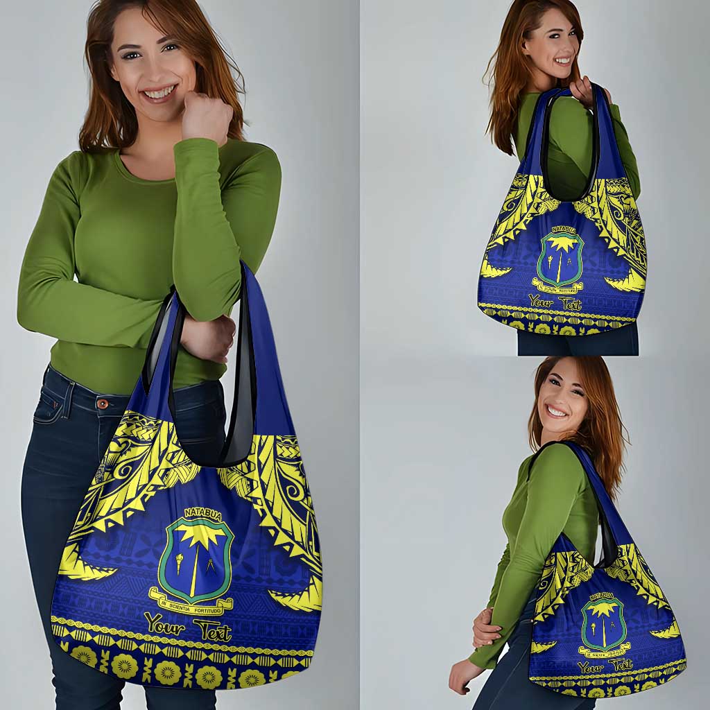Personalised Fiji Natabua High School Grocery Bag Fijian Tapa Pattern