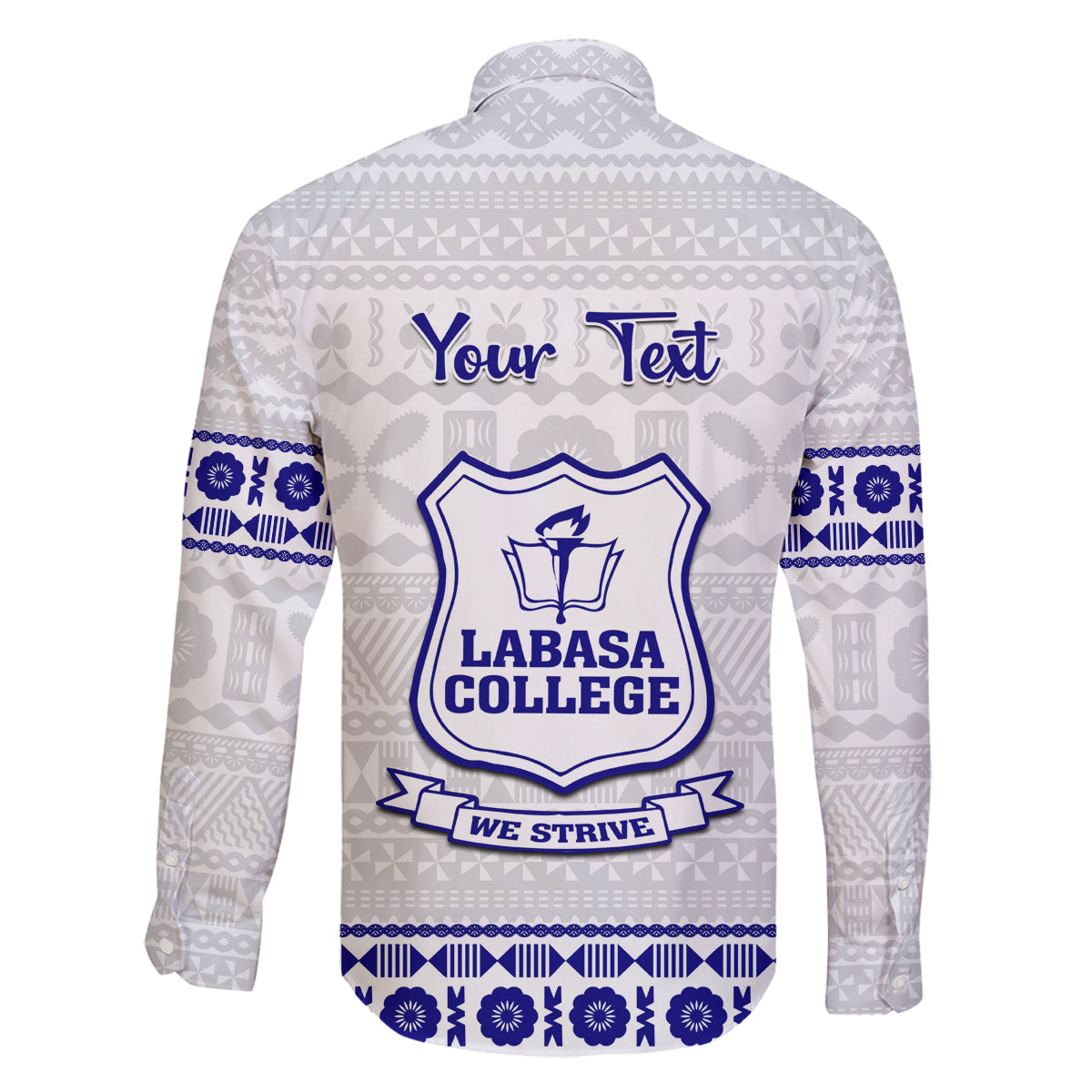Personalised Fiji Labasa College Family Matching Long Sleeve Bodycon Dress and Hawaiian Shirt Fijian Tapa Pattern LT14 - Polynesian Pride