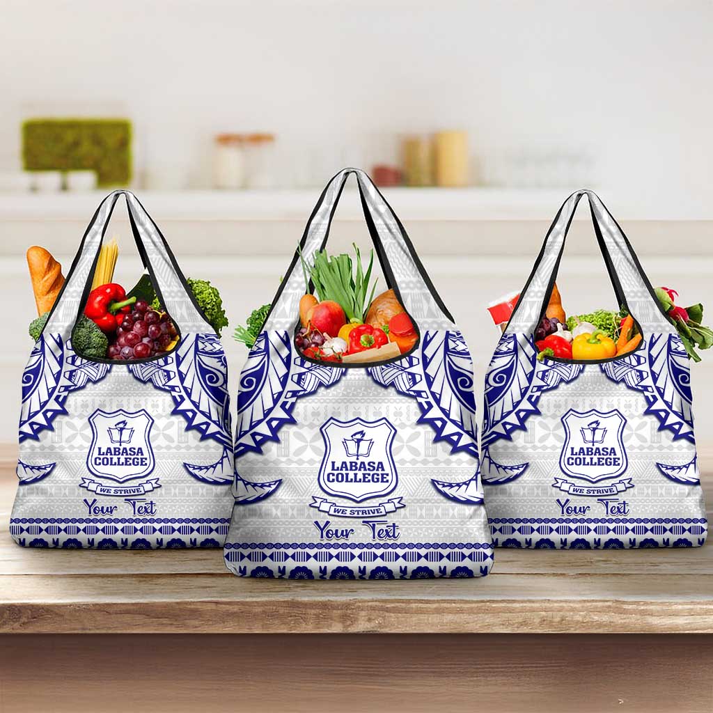 Personalised Fiji Labasa College Grocery Bag Fijian Tapa Pattern