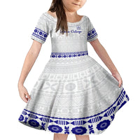 Personalised Fiji Labasa College Kid Short Sleeve Dress Fijian Tapa Pattern LT14 KID White - Polynesian Pride
