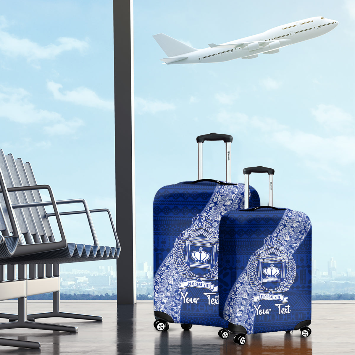 Personalised Fiji Queen Victoria School Luggage Cover Fijian Tapa Pattern LT14 - Polynesian Pride
