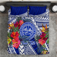 Personalised Samoana High School Bedding Set American Samoa Schools Polynesian Tropical Flowers LT14 Blue - Polynesian Pride