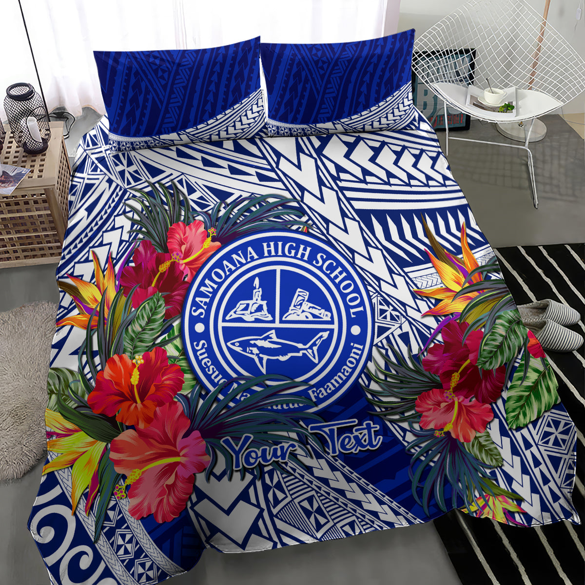 Personalised Samoana High School Bedding Set American Samoa Schools Polynesian Tropical Flowers LT14 - Polynesian Pride