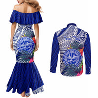 Personalised Samoana High School Couples Matching Mermaid Dress and Long Sleeve Button Shirt American Samoa Schools Polynesian Tropical Flowers LT14 - Polynesian Pride