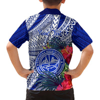 Personalised Samoana High School Family Matching Off Shoulder Maxi Dress and Hawaiian Shirt American Samoa Schools Polynesian Tropical Flowers LT14 - Polynesian Pride